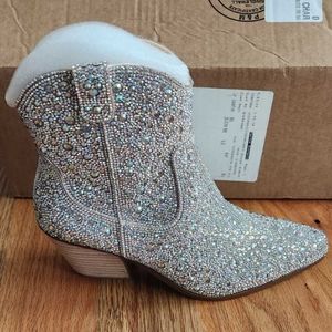 Brand new Betsey Johnson rhinestones boots, women's size 6